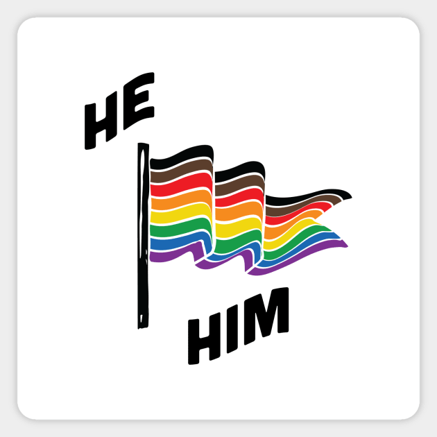 He/Him Pronouns Retro Banner Sticker by lavenderhearts